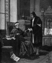 Girolamo Fracastoro known as Fracastor (1478-1553). Italian humanist and doctor presenting his poem to Cardinal Bembo