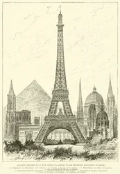 Height Comparison of the Eiffel Tower (300 Meters) and Major Monuments of the World