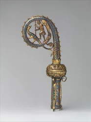 Head of a Crozier with Saint Michael Slaying the Dragon