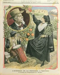 Homage to Frederic Mistral on the fiftieth anniversary of the publication of Mireille, illustration from Le Petit Journal, 30th May 1909
