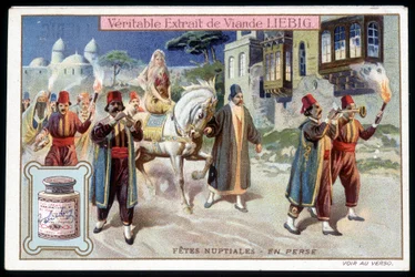 Honeymoon in Persia - chromo. Liebig, 1895