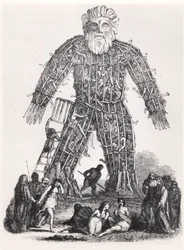 Human sacrifice by Gaulish Druids in a Wicker Man, from Magasin Pittoresque, 1833
