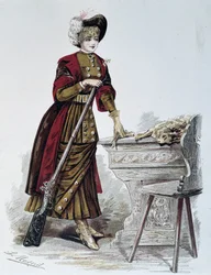 Hunting, woman - in La Nouvelle Mode, September 1898