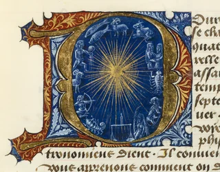 Illuminated initial capital letter D, from Treaty of Medicine Aldebrande of Florence