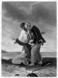 Illustration of “Paul and Virginia”: Paul in front of the sea