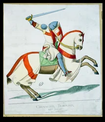Illustration of a Knight Templar, after a 14th century manuscript