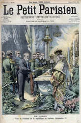 In Russia: visit of President Emile Loubet (1838-1929) to the tomb of Alexander III (1845-1894), Emperor of Russia, in 