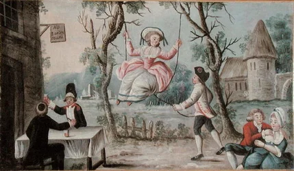 Inn Sign painted for a tavern depicting the Three Orders reunited, about 1789