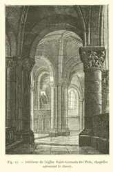 Interior of the Saint-Germain des Pres church, chapels surrounding the choir