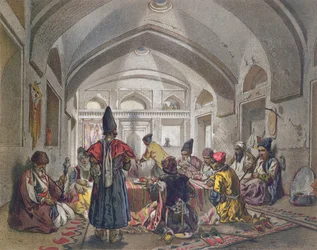 Interior of a Caravanserai in Persia, mid nineteenth century