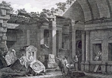 Interior of the Temple of Diana, Nimes, from Antiquities of France: Vol I, Monuments of Nimes