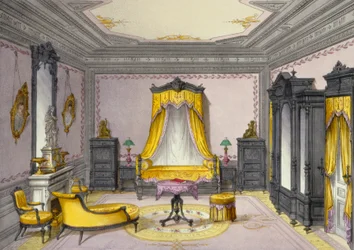 Interior showing furniture from a French periodical, 1850s