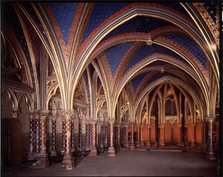 Internal view of the lower chapel of the holy chapel (1245 - 1248) in Paris, France