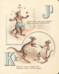 Joyful fox, juggler, kangaroo, kickboxing