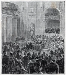 Jacques Babinet (1794 - 1872), French physicist and astronomer at the solemn meeting of the five Academies in 1840 - Engraving in 