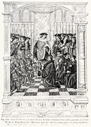 Jean le Feron presents one of his Works to King Henry II from Blason d