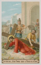 Jesus falls for the first time under the weight of the cross (The third Station of the Cross)