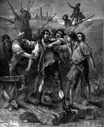 Joseph Marie Jacquard (1752-1834), French mechanic, inventor of weaving, threatened by Lyon canuts