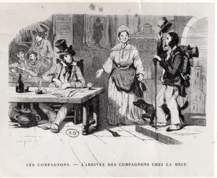 Journeyman arriving at a Boarding house