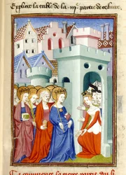 Justice, the Virgin and Saints, MS Harley 4431, f.361r, France, c.1410-14