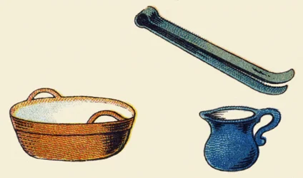 Kitchen utensil. Engraving in "ABC indechirable on varnished canvas". Late 19th century