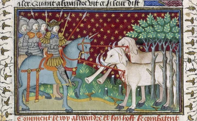 Knights attacking elephants, from the 