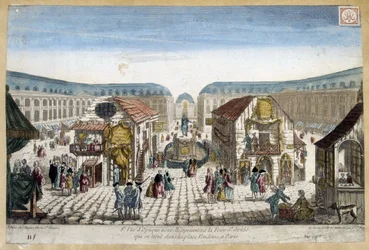 The Fair of St Ovide, Place Vendome in Paris - engraving