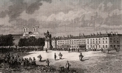 La Roche-sur-Yon (La Roche sur Yon) - Pays de la Loire - place Napoleon - engraving in 