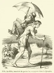 The Silla; Way of Carrying Travelers in Quindio (engraving)