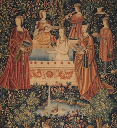La Vie Seigneuriale: Woman Bathing Surrounded by Attendants
