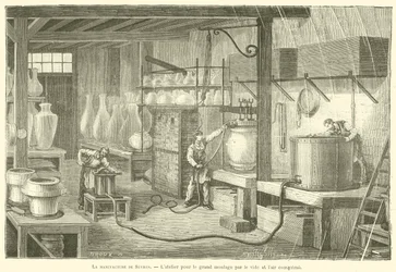 The Sevres Factory, Workshop for Large Molding by Vacuum and Compressed Air (engraving)