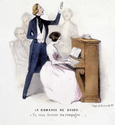 The Romance of the Salon: Man Singing Accompaniment on Piano by a Woman