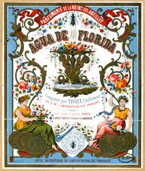 Label advertising Aqua de Florida perfume from the perfume shop La Reine des Abeilles, Paris, 2nd half 19th century
