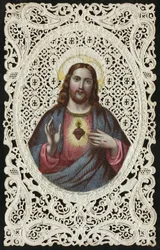 Lace Card Depicting The Sacred Heart of Jesus, 19th Century