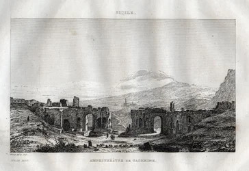 The Amphitheatre - Taormina - Sicily - Engraving from 
