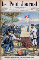 Last moments of a French explorer Viscount Pierre Marie Robert Du Bourg de Bozas (1871-1903) in the Bourg de Boza in tropical Africa Le Petit Journal February 22