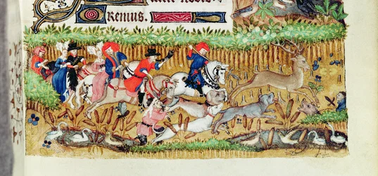 Deer hunting, from the Hours of Marguerite d