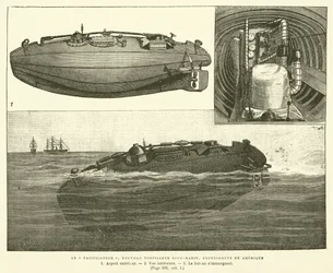 The Peacemaker, New Submarine Torpedo Boat, Tested in America (engraving)
