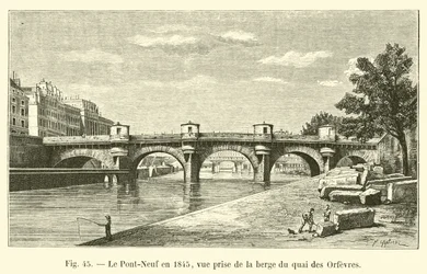 The Pont-Neuf in 1845, view taken from the bank of the Quai des Orfèvres