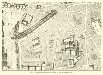 The Saint-Germain village, facsimile of the plan by Gomboust, 1652