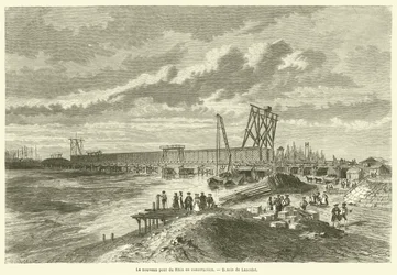 The New Rhine Bridge Under Construction (engraving)