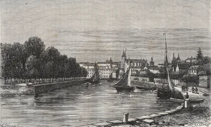 The Harbour of Vannes (Morbihan, France) - Engraving in 