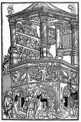 Theatre in the Middle Ages: View of a Theatre and the Public - by Terence de Jean Trechsel, ed. in Lyon