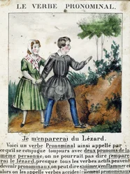 Lesson on Pronominal Verbs - in La grammaire en images, leaflet album, circa 1850