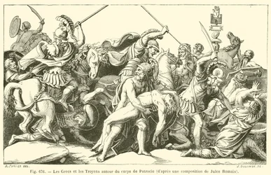 The Greeks and the Trojans around the Body of Patroclus (engraving)
