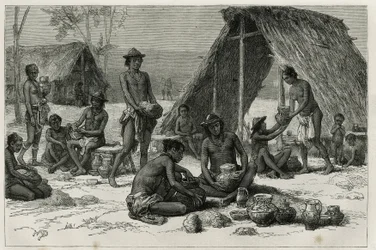 The Galibi (or Kalinas) Indians Making Pottery, Engraving by D. Maillart, to Illustrate the Voyage of Exploration in the Interior of Guiana by Dr. Jules Crevaux, Doctor of the French Navy, in 1876-1877, Published in Le Tour du Monde, under the Direction of