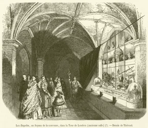 The Regalia, or Crown Jewels, in the Tower of London, old room