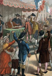 Les enrolements volontaires (in front of the theatre of Odeon, Paris), La Patrie en danger, 22 July 1792