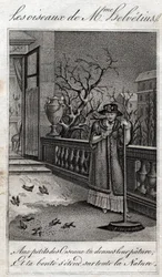 Les oiseaux de Madame Helvetius in Conseils a ma fille by Jean Nicolas Bouilly. 1820. Private collection