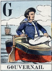 Letter G as Rudder. Navy Alphabet. Epinal Image, late 19th century